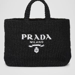 Prada Large Black and White Crochet Handbag